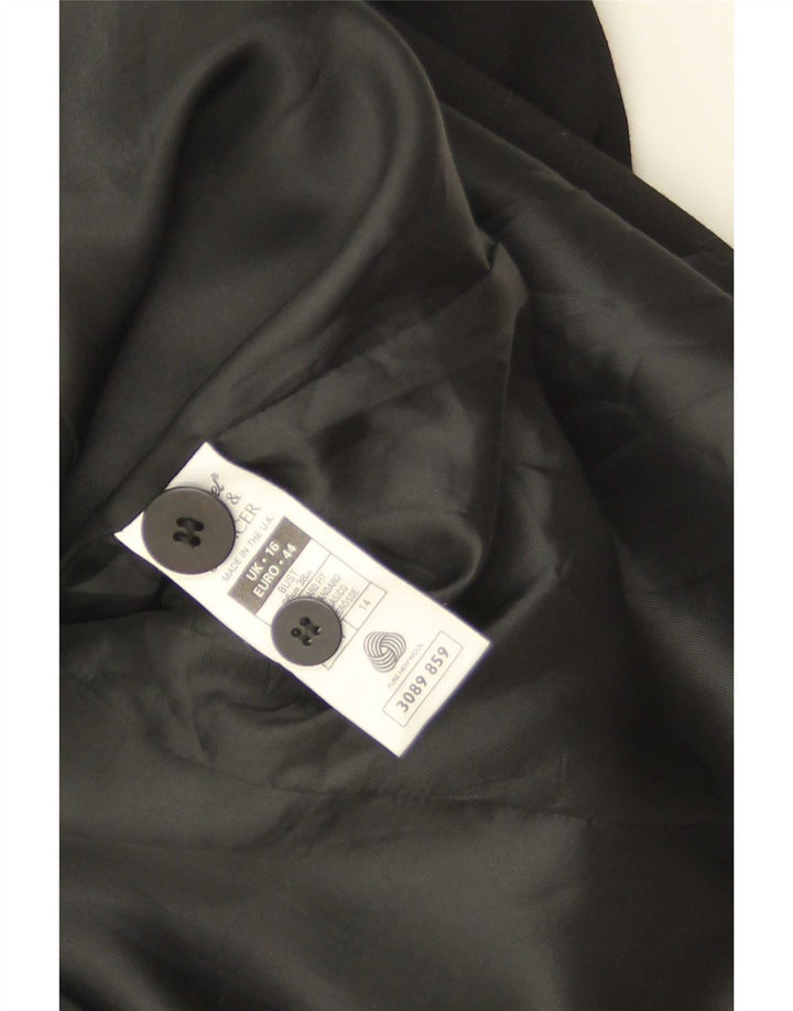 Marks & Spencer Dameoverfrakke UK 16 Large Black New Wool