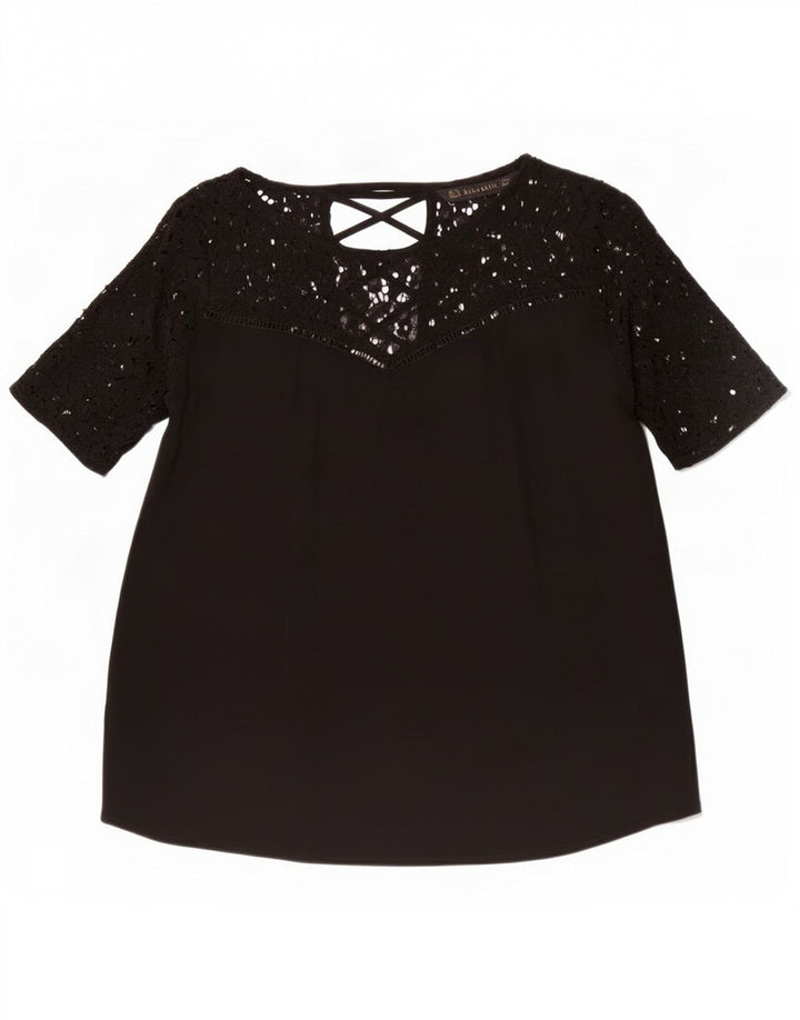 Zara Dame Bluse Top UK 12 Medium Sort