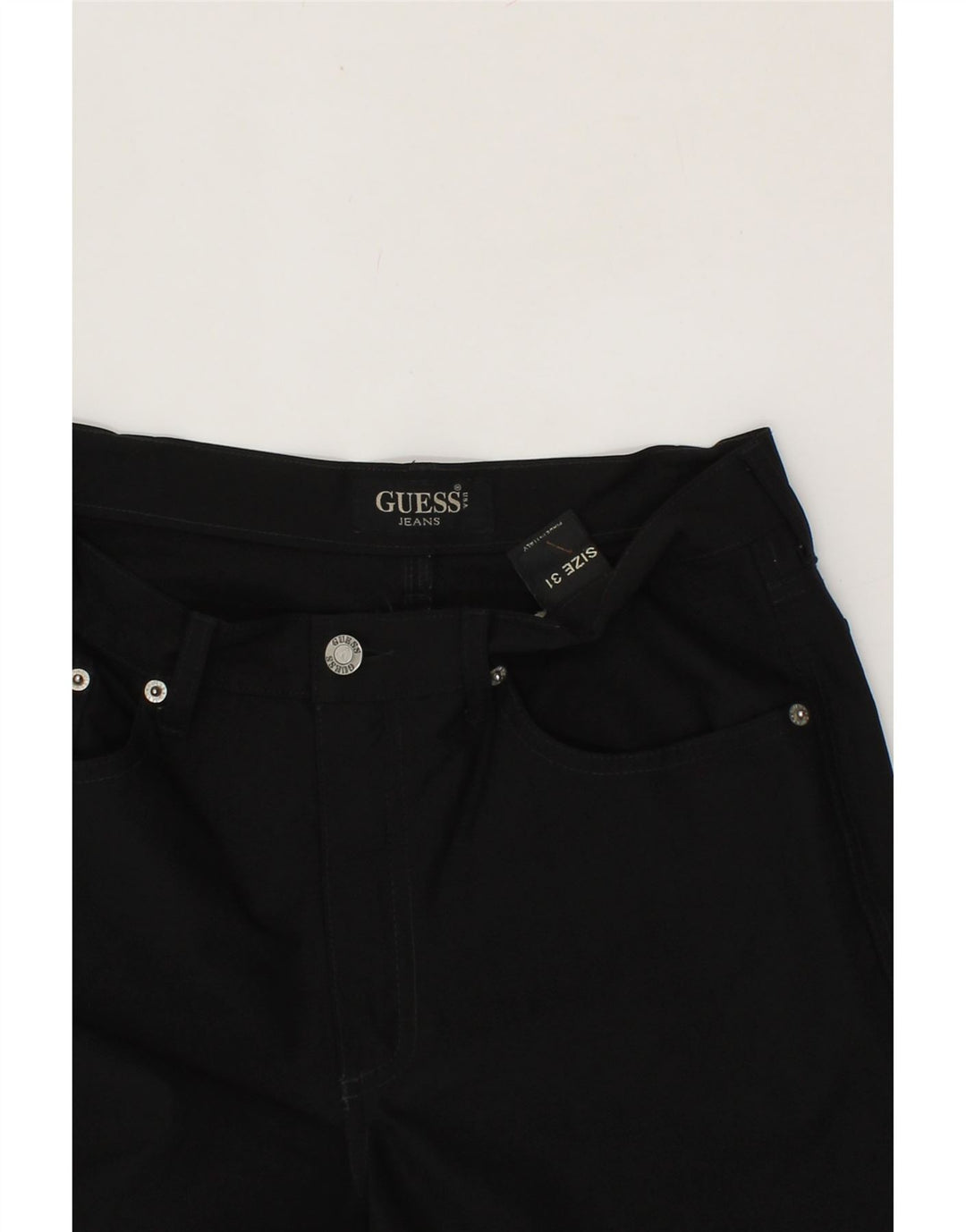 GUESS Womens Slim Casual Trousers W31 L32 Black Nylon Vintage Guess and Second-Hand Guess from Messina Hembry 