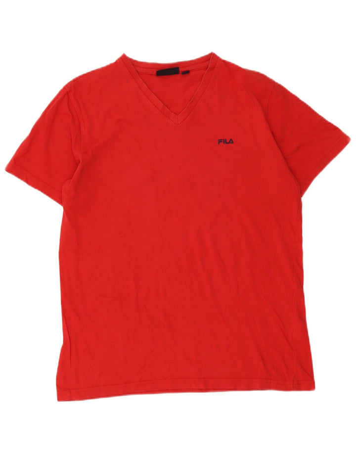 Fila Herre T-Shirt Top Medium Rød Bomuld
