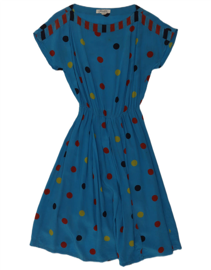 Pianoforte Dame A-Line Kjole IT 44 Medium Blue Polka Dot Silke