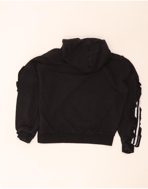 Adidas Dame Relaxed Fit Hoodie Jumper UK 6 XS Sort Bomuld