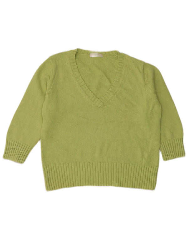 Marks & Spencer Dame 3/4-ærmet V-hals sweater UK 18 XL Grøn