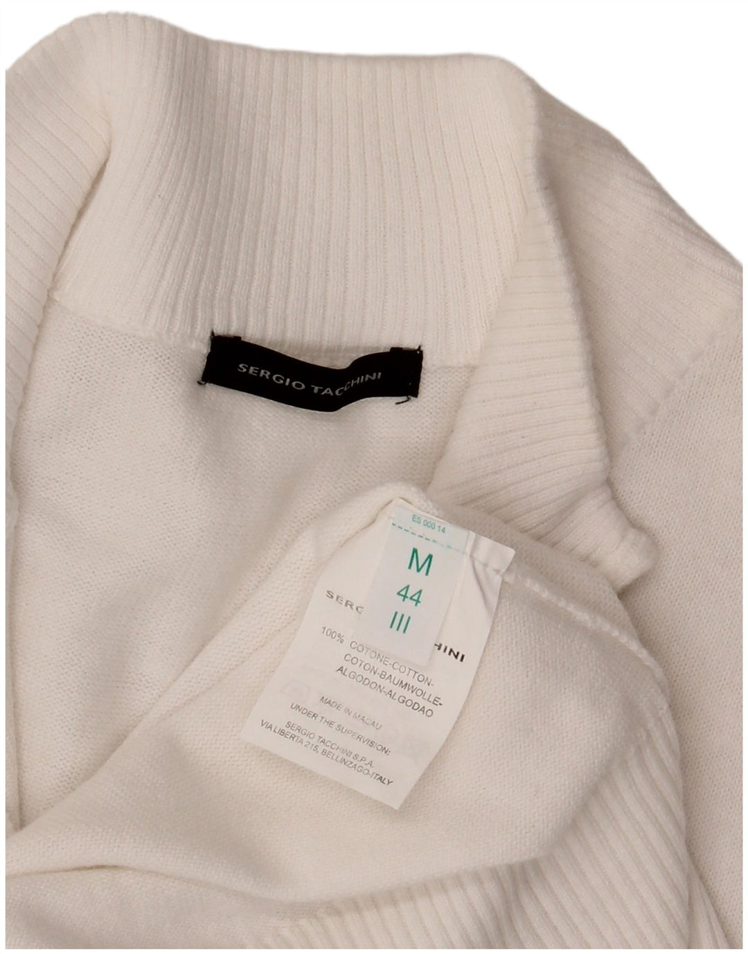Sergio Tacchini Dame Cardigan Sweater IT 44 Medium Hvid Bomuld