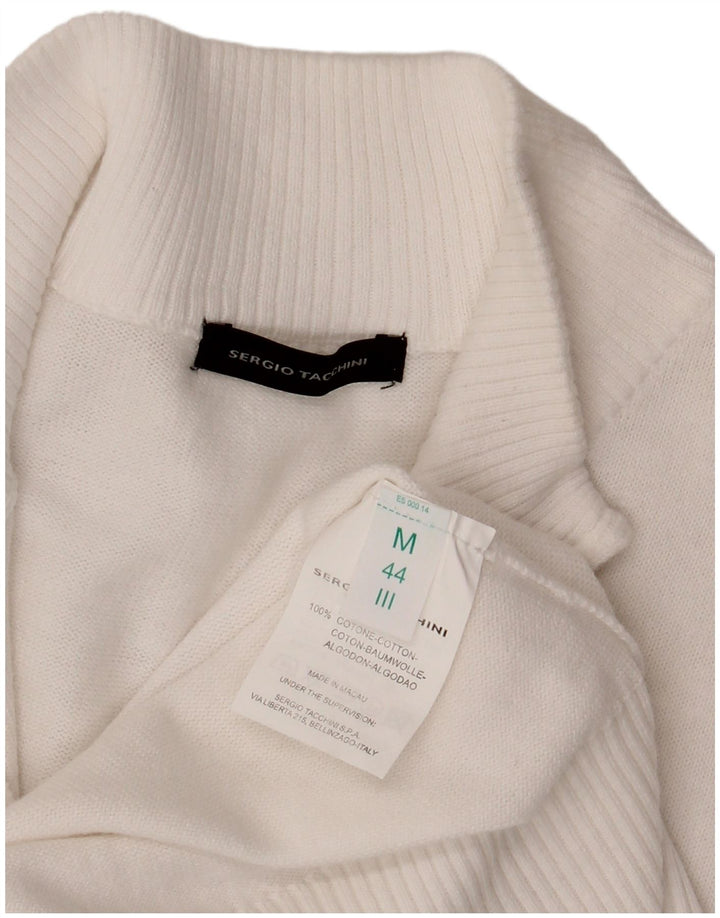 Sergio Tacchini Dame Cardigan Sweater IT 44 Medium Hvid Bomuld