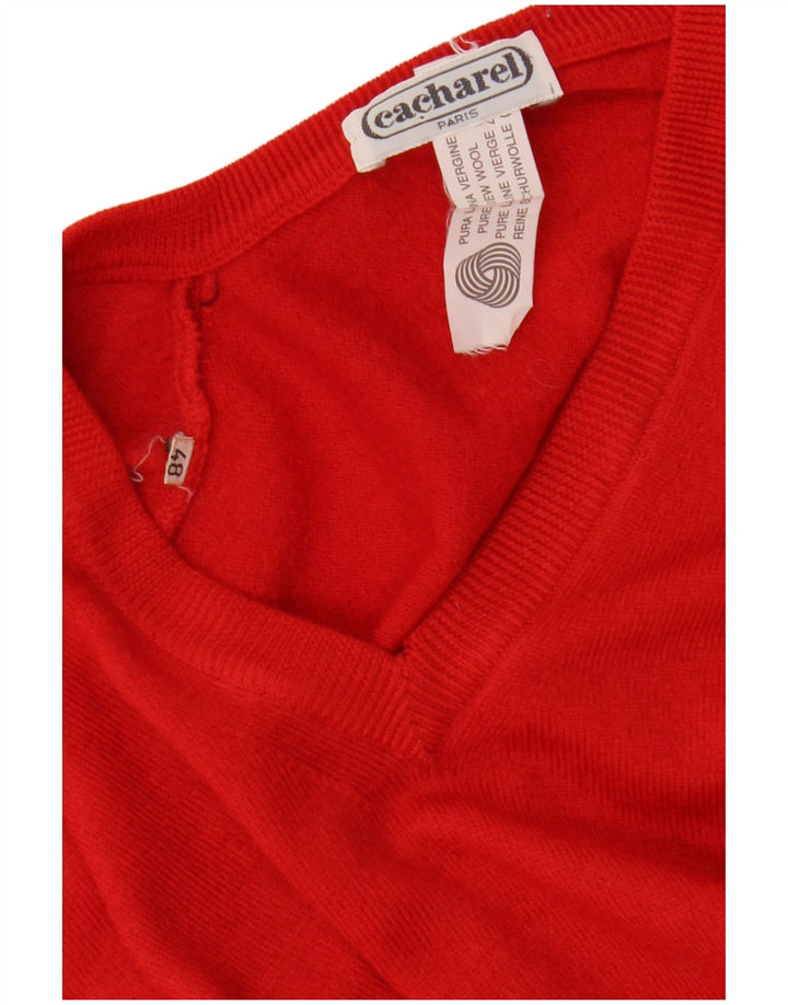 Cacharel Dame V-hals sweater IT 48 XL Rød Uld