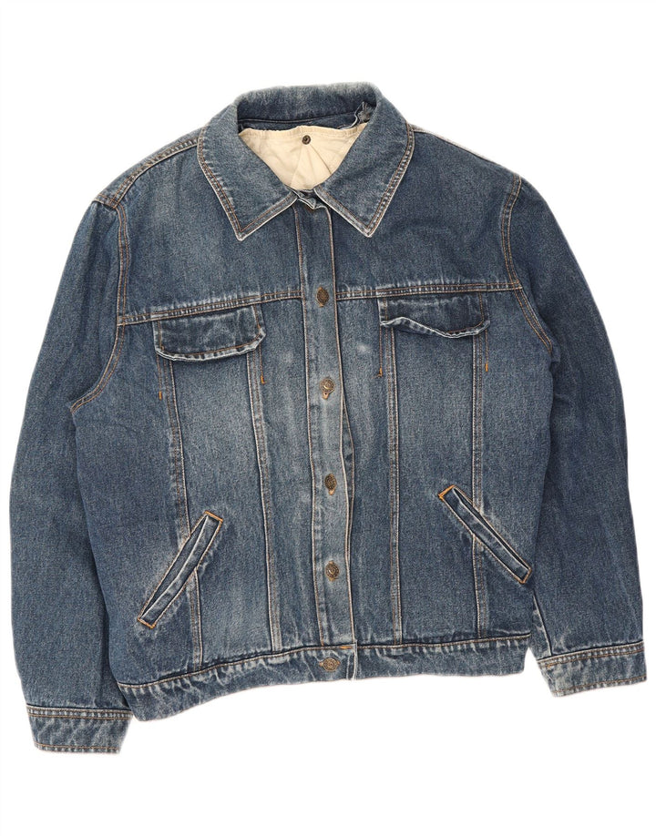 Vintage Dame Oversized Denim Jacket UK 10 Small Blue