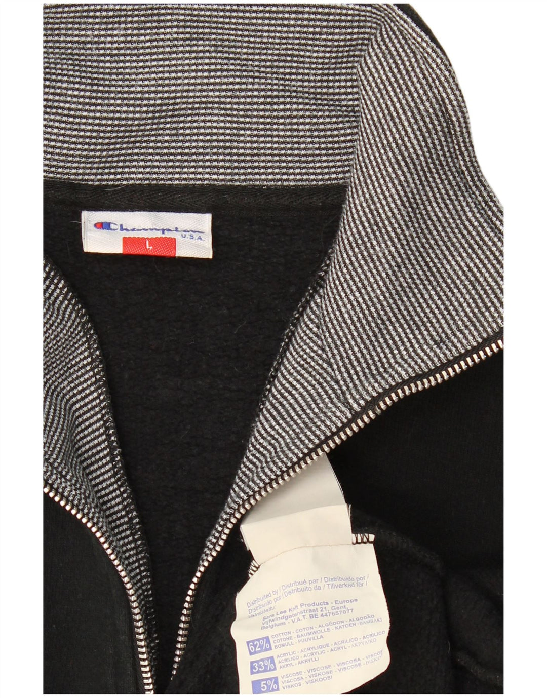 CHAMPION Herre Zip Neck Sweatshirt Jumper Stor Sort Bomuld