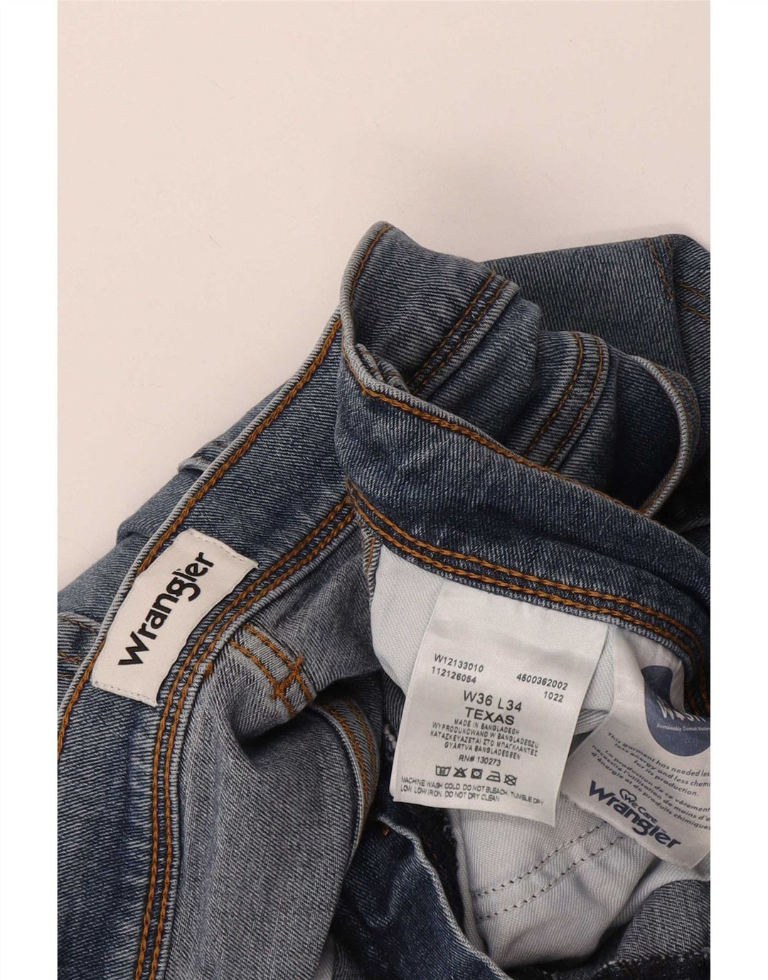 Wrangler Herre Texas Straight Jeans W36 L34 Blå Bomuld