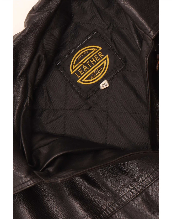 Vintage kvinders afslappet pasform læderfrakke EU 36 Small Black