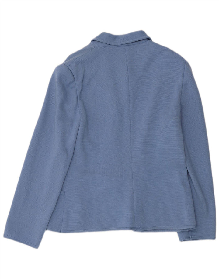 Luisa Spagnoli Dame 3-knaps strik blazerjakke UK 12 Medium Blue