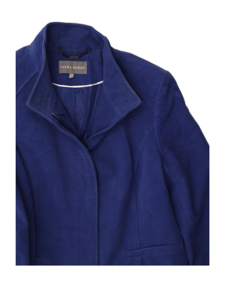 LAURA ASHLEY Womens Overcoat UK 16 Large Blue Cotton Vintage Laura Ashley and Second-Hand Laura Ashley from Messina Hembry 
