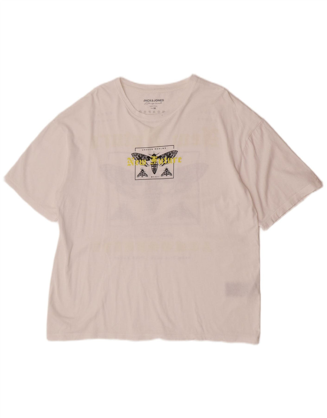 Jack & Jones Herre grafisk T-shirt Top Medium Hvid Bomuld