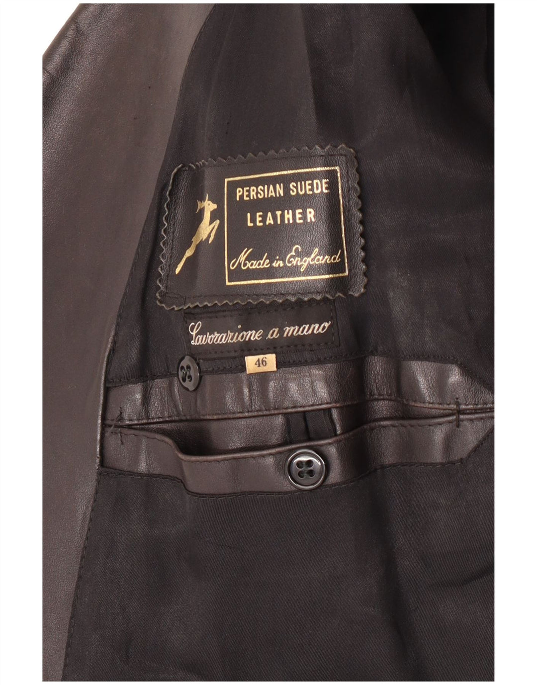 Vintage Læderfrakke til mænd IT 46 Lille sort læderklassiker