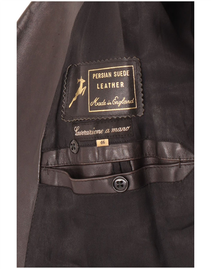 Vintage Læderfrakke til mænd IT 46 Lille sort læderklassiker