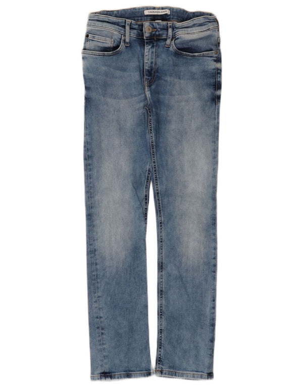 Calvin Klein Piger Slim Jeans 11-12 År W25 L26 Blå Bomuld