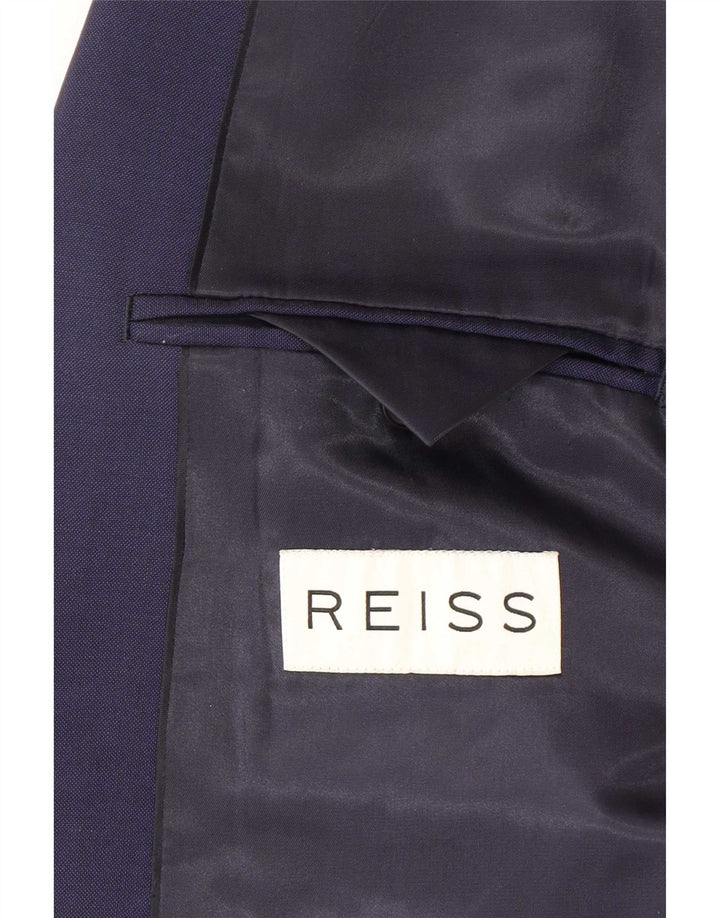 Reiss Herre 1 Knap Blazer Jacket UK 38 Medium Navy Blue Wool