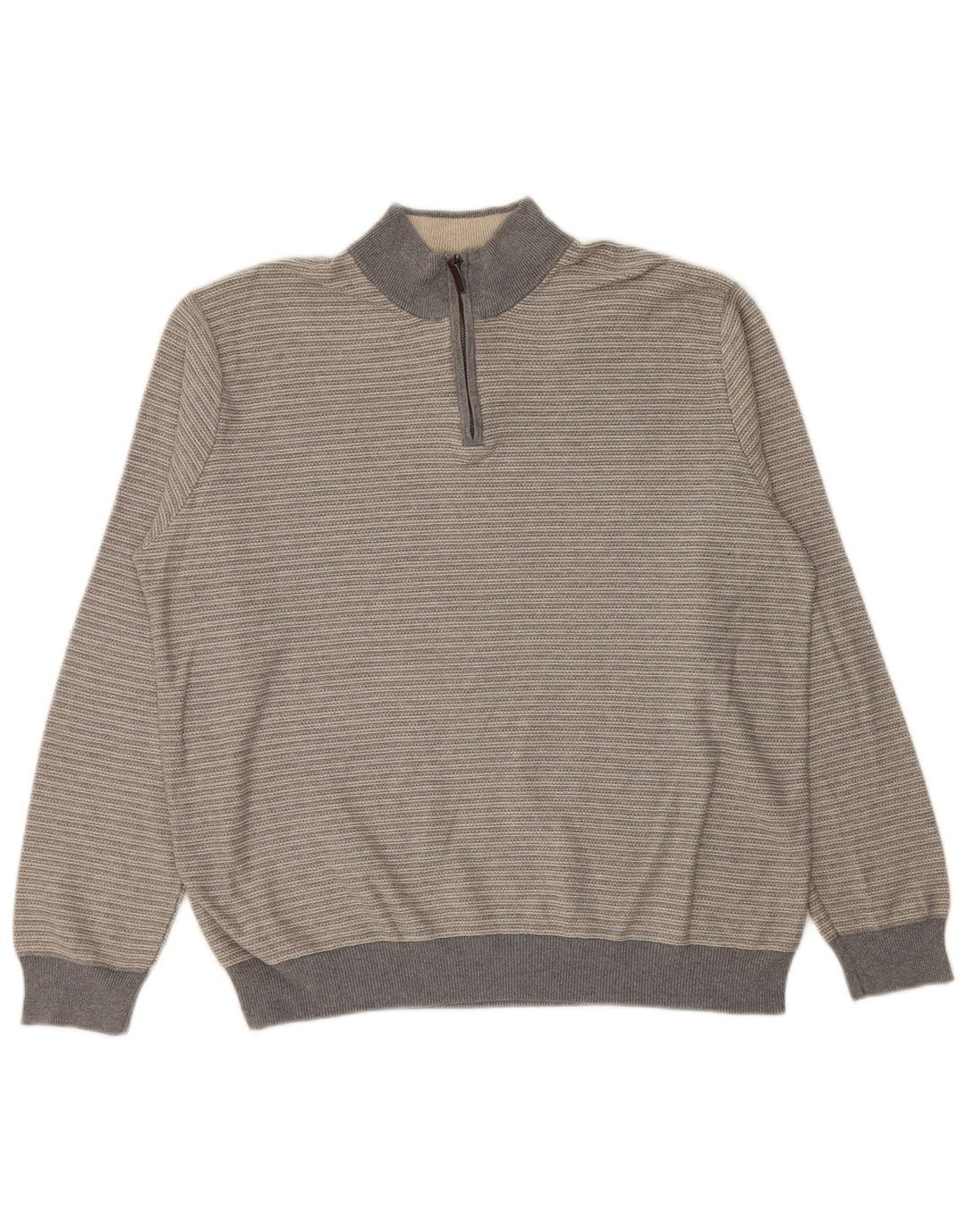 Marks & Spencer Herre Regular Fit Zip Neck sweater XL Gråstribet