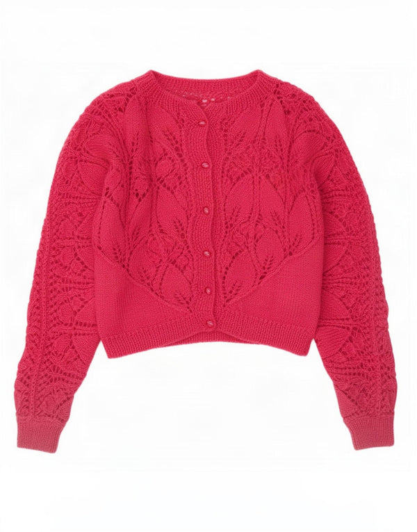 Vintage Dame Crop Cardigan Sweater UK 14 Large Pink
