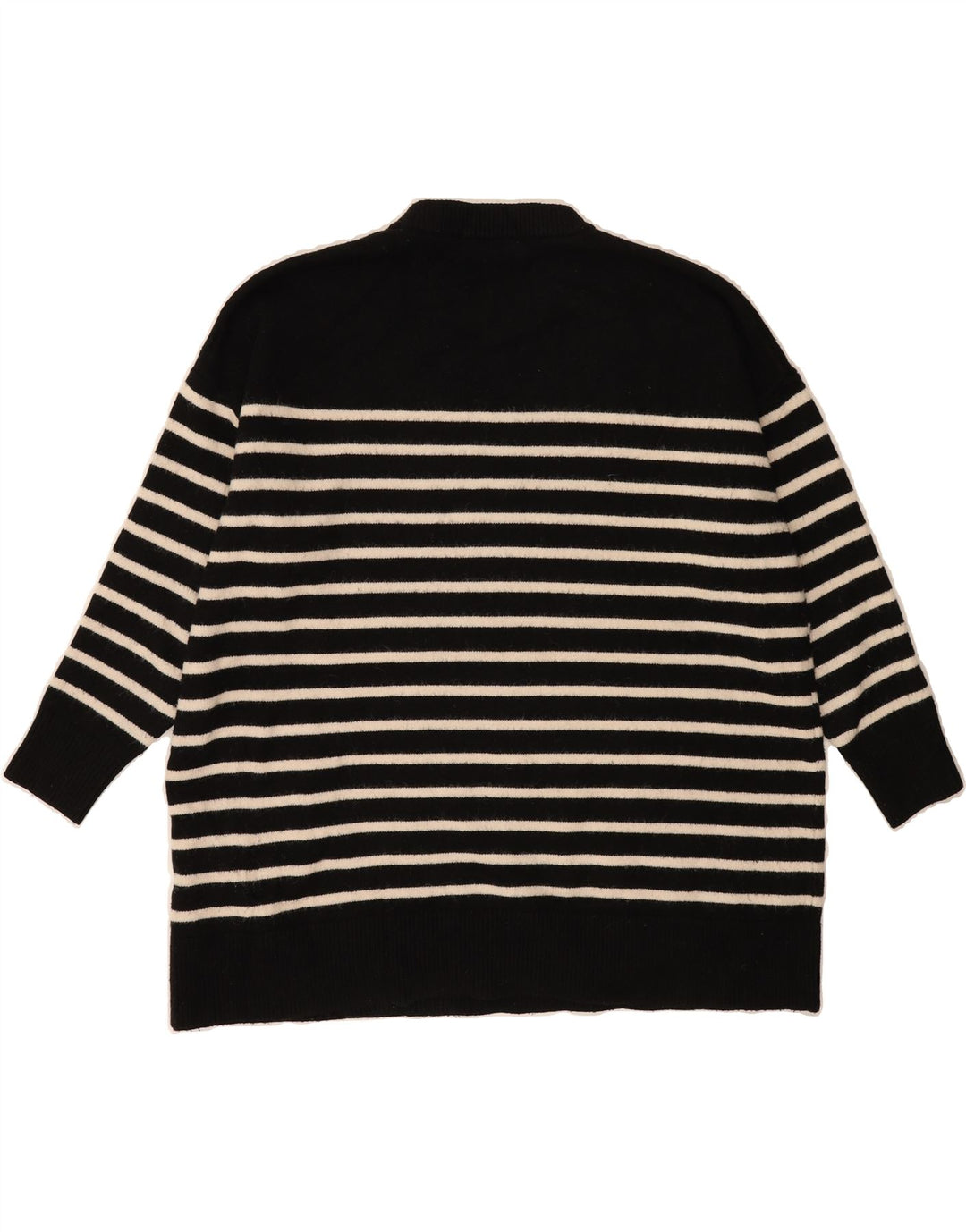 ZARA Womens Oversized Crew Neck Jumper Sweater UK 10 Small Black Striped Vintage Zara and Second-Hand Zara from Messina Hembry 
