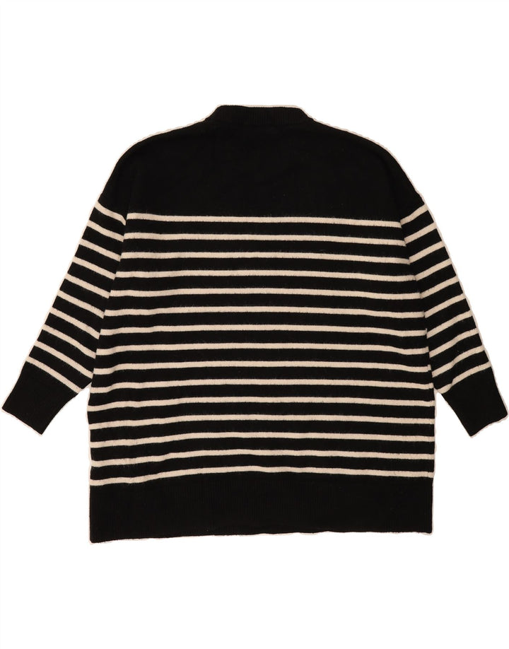 ZARA Womens Oversized Crew Neck Jumper Sweater UK 10 Small Black Striped Vintage Zara and Second-Hand Zara from Messina Hembry 