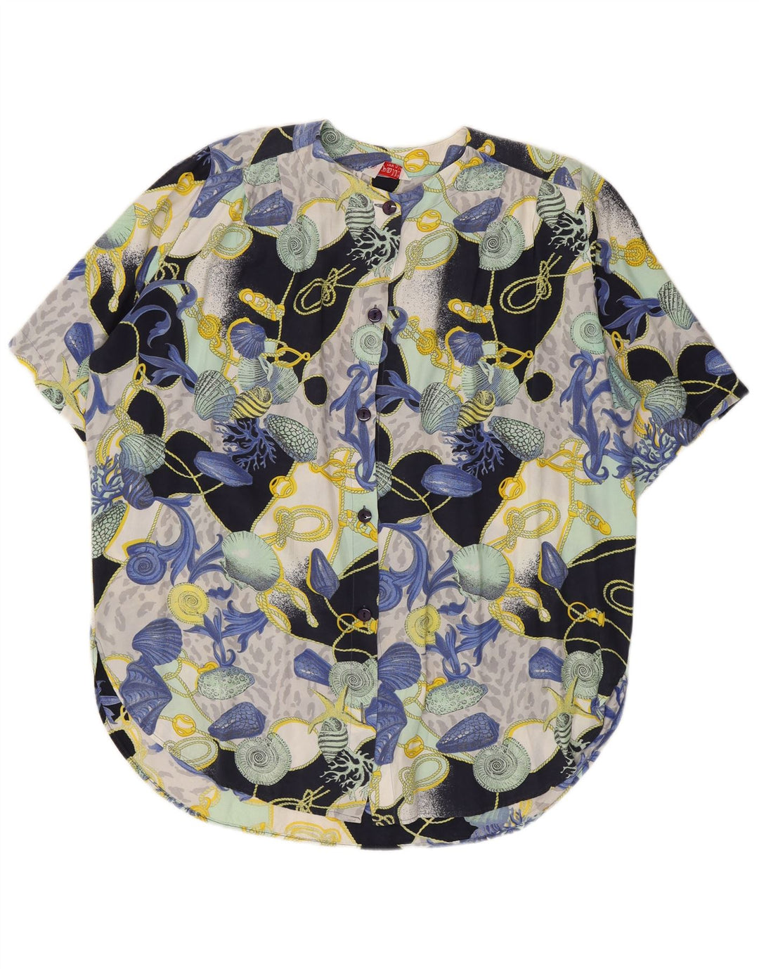 Vintage kvinders abstrakt mønster skjorte bluse UK 16 Large Multicolor