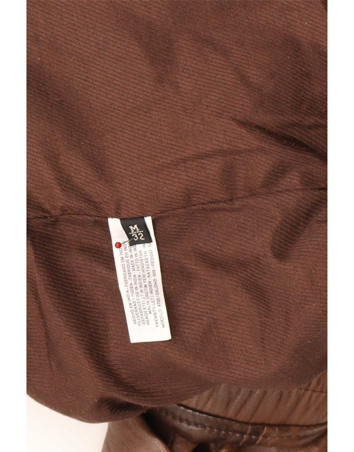 Massimo Dutti Military Læderjakke til kvinder UK 14 Medium Brun