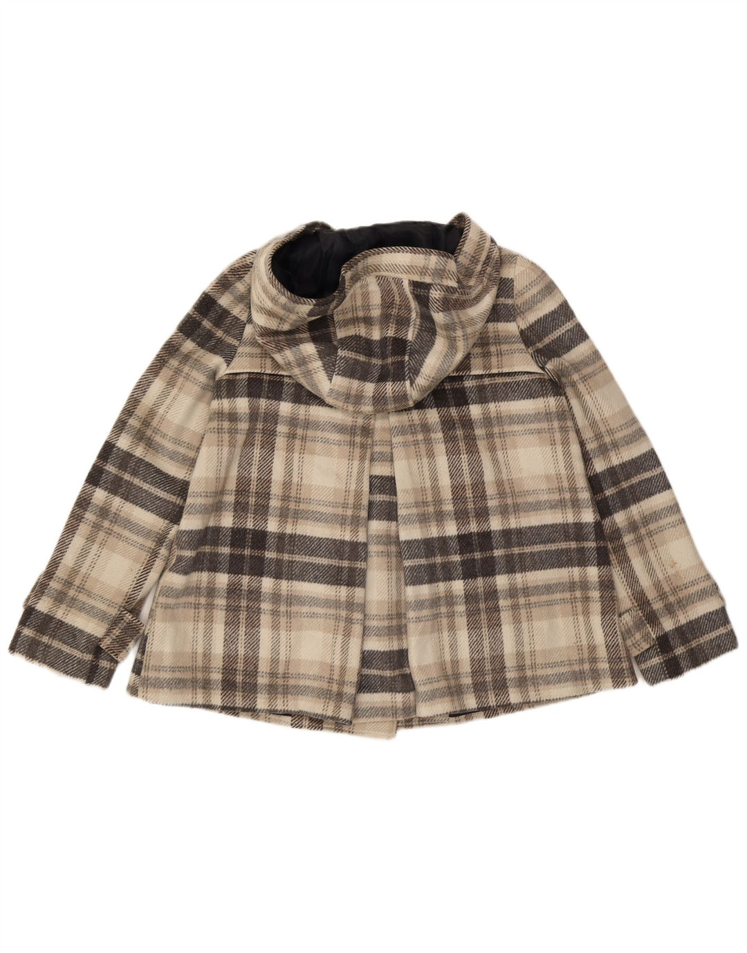 Zara Dame Hooded Pea Coat UK 14 Medium Grey Ternet polyester