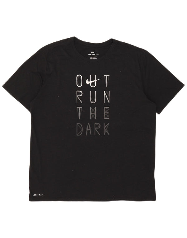 Nike Herre Dri Fit Grafisk T-Shirt Top XL Sort Polyester