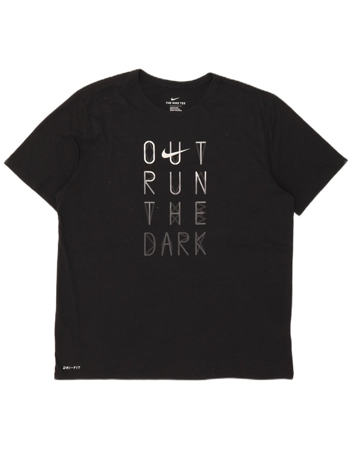 Nike Herre Dri Fit Grafisk T-Shirt Top XL Sort Polyester