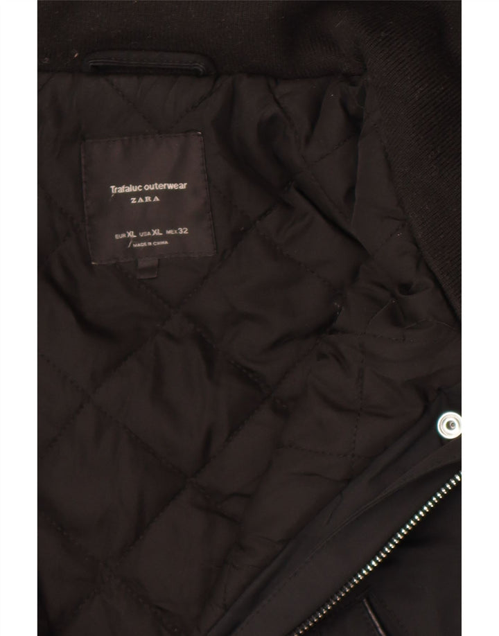 Zara vindjakkejakke med hætte til kvinder UK 18 XL Sort polyester