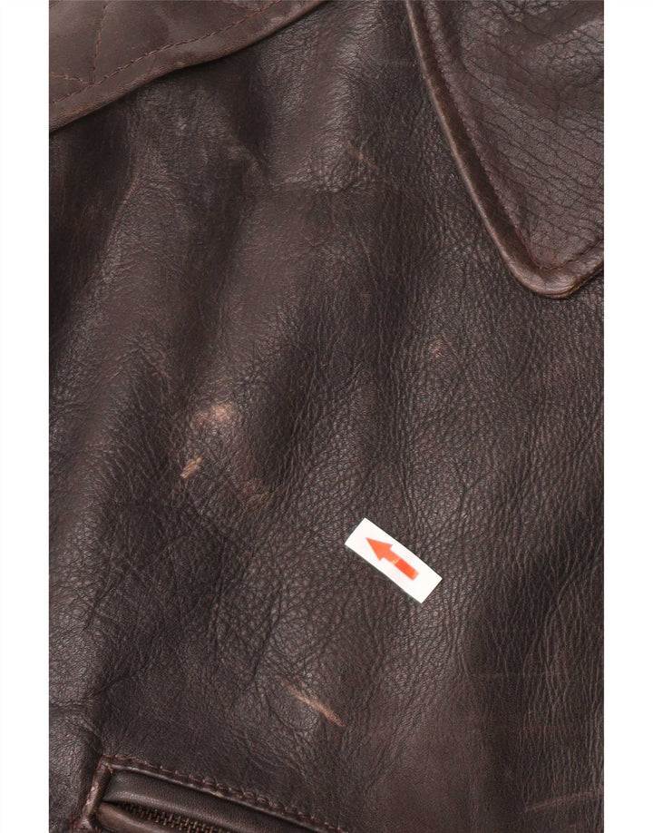 VINTAGE Læderjakke til mænd UK 38 Medium Brun Læder