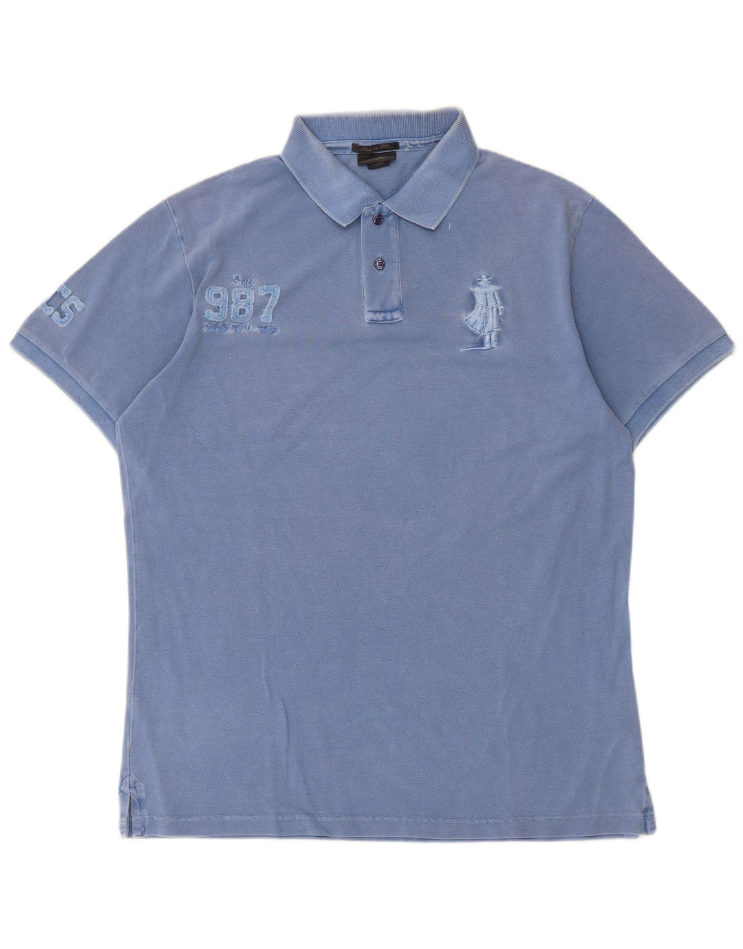 Marlboro Classics Herre Grafisk Polo Shirt Stor Blå Bomuld