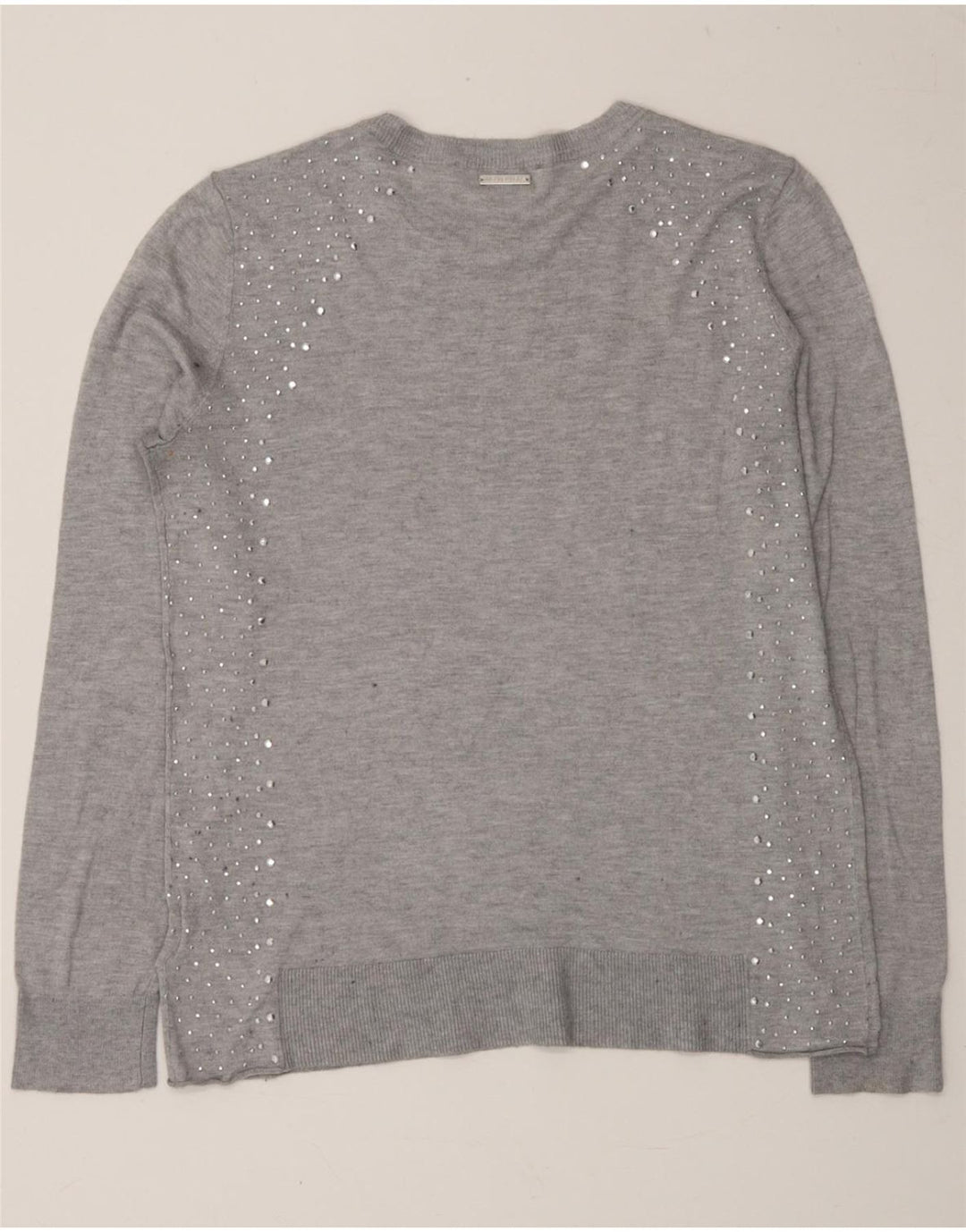 MICHAEL KORS Womens Crew Neck Jumper Sweater UK 14 Medium Grey Viscose Vintage Michael Kors and Second-Hand Michael Kors from Messina Hembry 