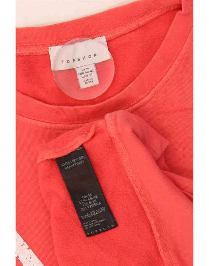 Topshop Dame Grafisk Oversized Sweatshirt Jumper UK 14 Medium Pink Bomuld