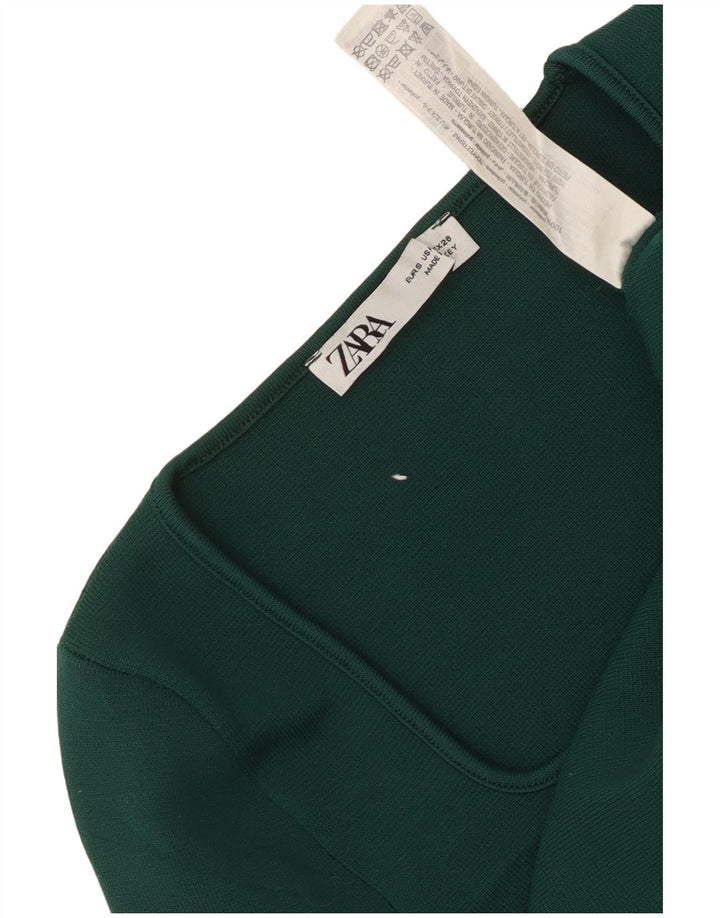 Zara Womens Crop Top Langærmet UK 8 Small Green Polyester