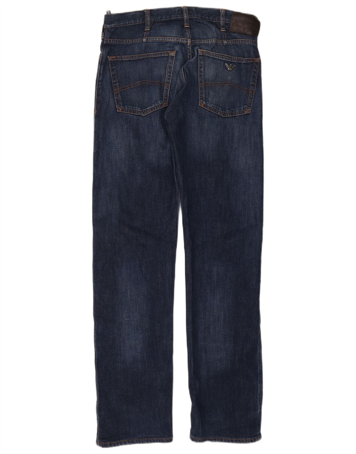 Armani Herre Regular Fit Straight Jeans W30 L32 Marineblå Bomuld