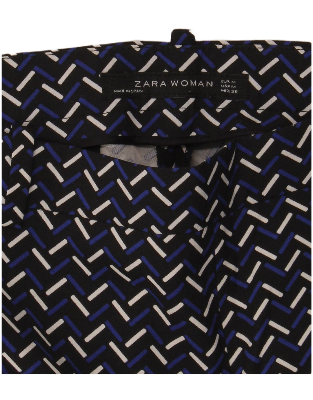 Zara Dame Slim Casual Bukser Medium W30 L28 Marineblå Geometrisk
