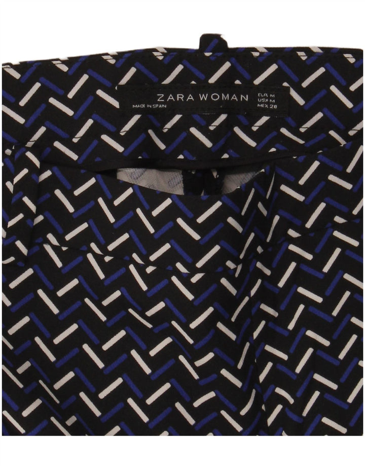 Zara Dame Slim Casual Bukser Medium W30 L28 Marineblå Geometrisk