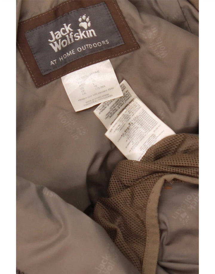 Jack Wolfskin Dame Hooded Parka Jacket UK 16 Large Brown Polyester