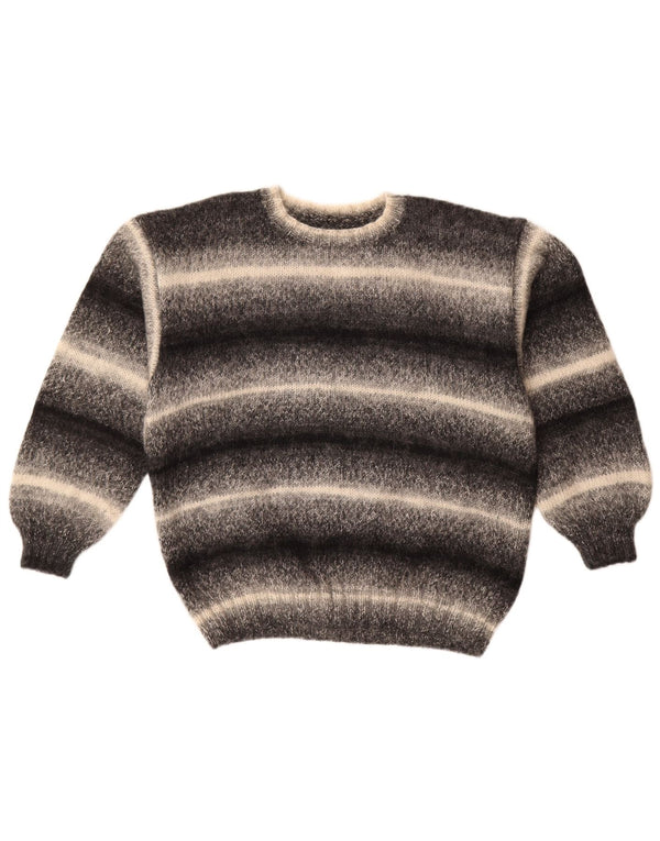 Vintage Dame Boat Neck Jumper Sweater UK 18 XL Sort Stribet