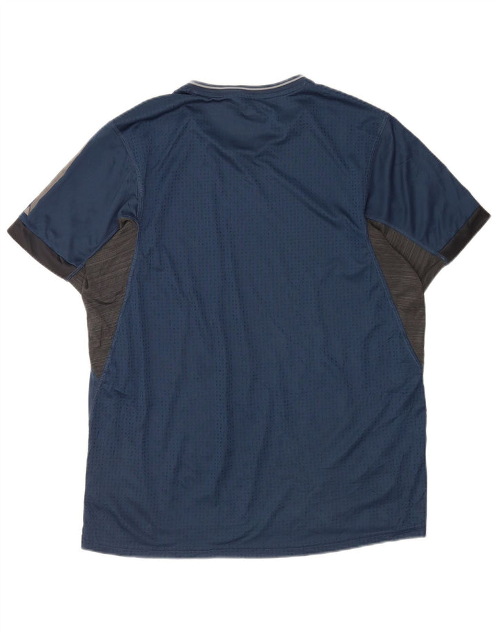 Adidas Herre Climacool T-Shirt Top Stor Marineblå Nålestribet Polyester