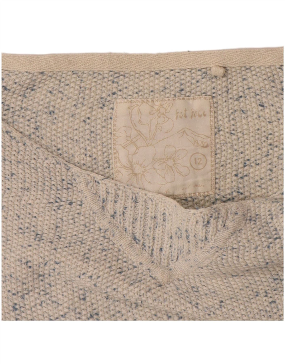 FAT FACE Dame Boat Neck Jumper Sweater UK 12 Medium White Flecked