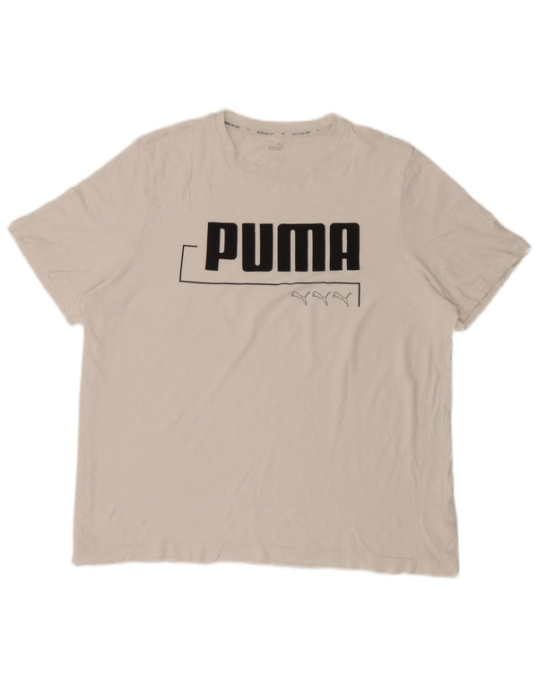 Puma Herre Grafisk T-Shirt Top XL Hvid Bomuld