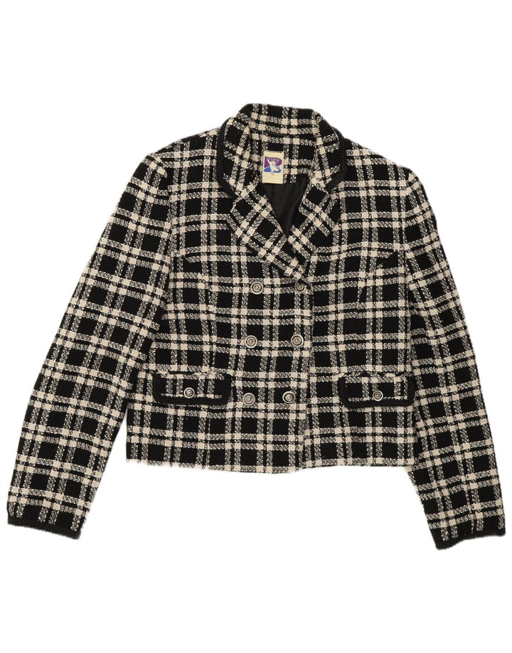 Yessica dobbeltradet blazerjakke til kvinder EU 40 Mellem sort ternet uld