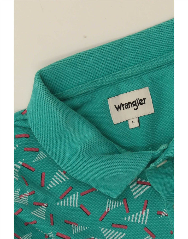 Wrangler Poloshirt til mænd Stor turkis geometrisk
