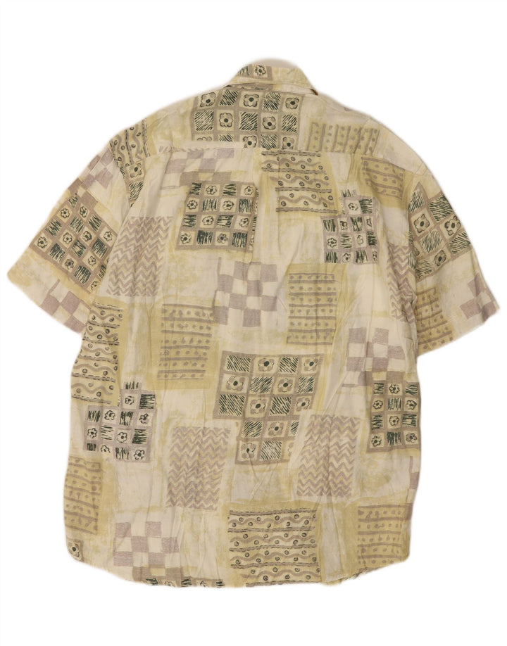 Rodrigo Kortærmet Herreskjorte Størrelse 40 15 1/2 Medium Khaki Patchwork