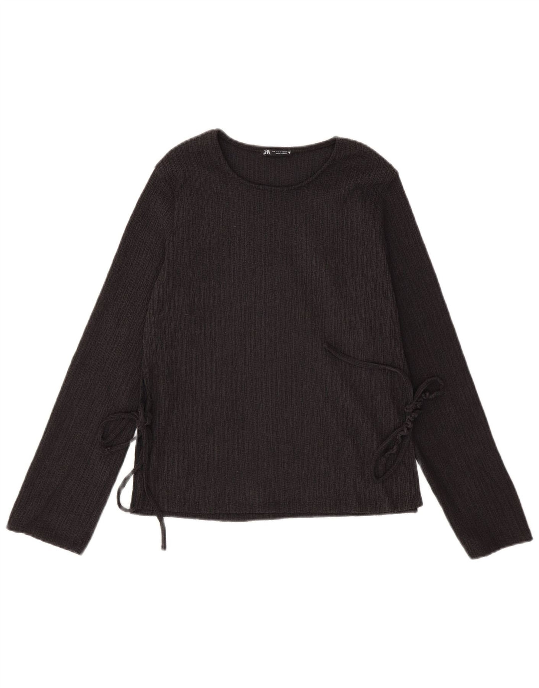 Zara Dametop Langærmet UK 10 Lille Sort Polyester
