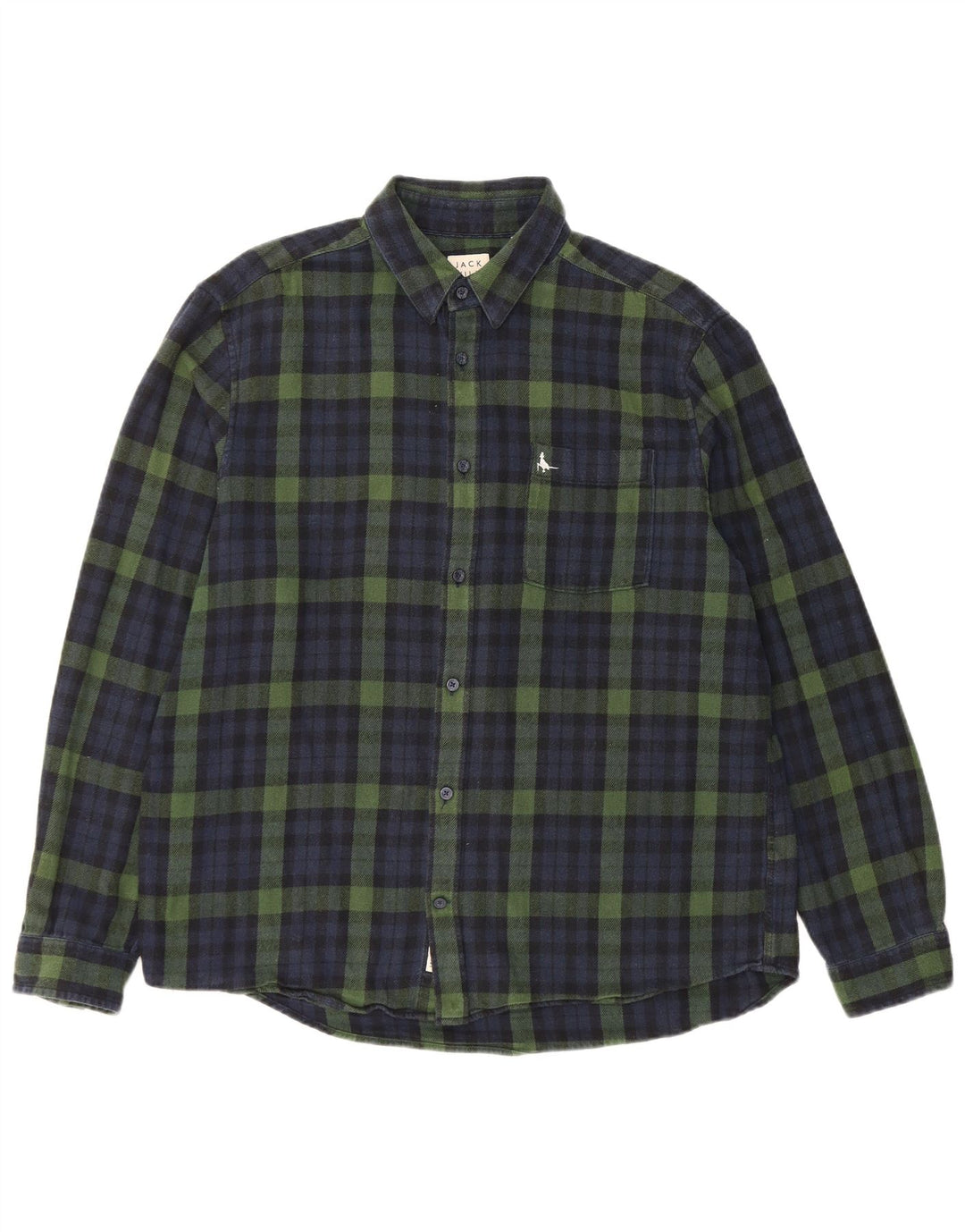Jack Wills Herre Classic Fit Flanellskjorte Stor marineblå ternet bomuld