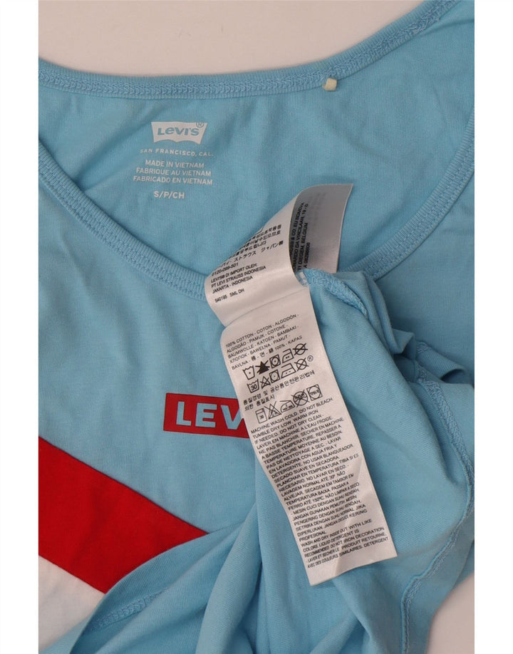 Levi's Womens Crop Vest Top UK 10 Small Blue Colourblock Bomuld